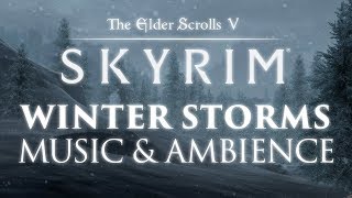 The Elder Scrolls Skyrim  Winter Storms Music amp Ambience 🎧 12 Peaceful Scenes [upl. by Aidnis]