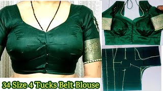 4 TUCKS BELT BLOUSE  blouse cutting and stitching Pinky Boutique blouse design [upl. by Ocirne]