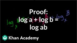 Proof log a  log b  log ab  Logarithms  Algebra II  Khan Academy [upl. by Ynahpets]