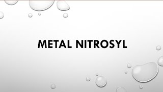 Metal nitrosyl structure and bonding  Inorganic chemistry [upl. by Utter]