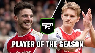 Rice or Odegaard Premier League Player of the Season debate gets heated 🔥  ESPN FC [upl. by Ahsilif]