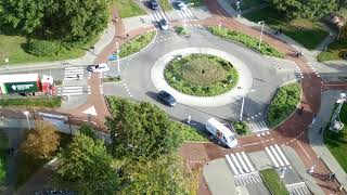 5 minutes of traffic on a Dutch roundabout with bidirectional cycling lanes [upl. by Atronna]