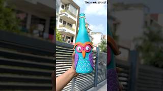 Diy 3d bottle art  owlcraft diybottleart handmadehomedecor moulditclayart 3dpainting [upl. by Ainesy907]