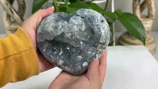 Natural Heart Shaped Sky Blue Celestite Geode Specimen 10 0114 [upl. by Nessie]