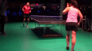 Timo Boll vs Dora Kurimay at Spin NYC game 1 [upl. by Esyla]