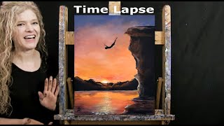 TIME LAPSE  Learn How to Paint quotCLIFF DIVEquot with Acrylic  Landscape Figure Step by Step Tutorial [upl. by Pietje]