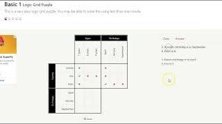 Basic 1 Logic Grid Puzzle [upl. by Ammadas]