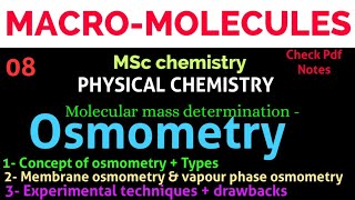 Osmometry  Determination of molecular mass of polymer • membrane vapour phase osmometry• MSc Chemi [upl. by Grube37]