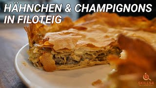 Herzhafter Filoteig Kuchen mit Hähnchen und Champignons [upl. by Nnairahs]