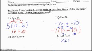 Factoring Expressions with negatives and variables [upl. by Nett782]