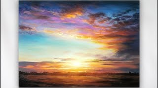 Painting a Realistic Sunset in Acrylics [upl. by Bran]