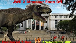 JWE 2 Dinosaur Face Off Feathered TRex vs 2 Velociraptor 2001 2024 [upl. by Haiacim]