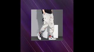 Streetwear Men Joggers Sweatpants Print Black White Cargo Pants Techwear Harem Pants Ankle length [upl. by Tomasine]