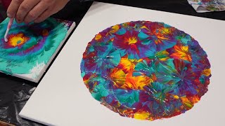 Colorful Acrylic Pour with Balloon Dip Technique acrylicart satisfyingvideo fluidart balloondip [upl. by Ahserkal]