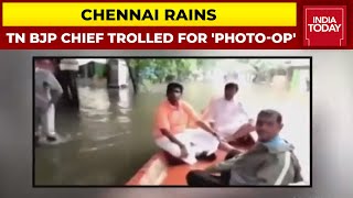 Chennai Rains TN BJP Chief Annamalai Trolled For PhotoOp While Visiting Flooded Areas [upl. by Auston]