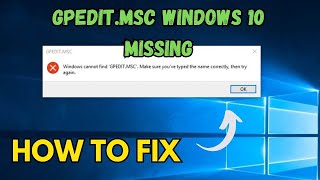 Fix gpeditmsc windows 10 missing [upl. by Nnalorac954]