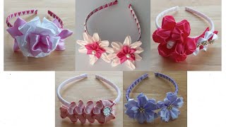 Top 5 favorite ribbon headbands 🎀 How to make ribbon headband 🎀 Ribbon Flower With Joyce [upl. by Kinsler]