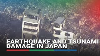 Aerial footage reveals earthquake and tsunami damage in Japan  ABSCBN News [upl. by Caressa]