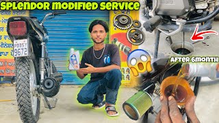 Splendor Modified Service😍  After 6month😱  Gulf Pride Engine Oil🔥  Splendor Modified 2023 [upl. by Aihsinat]