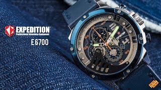 Expedition E 6700 MC LTUBA Chronograph Men Black Dial Blue Leather Strap [upl. by Aneehsirk]