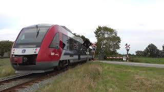 Jernbaneoverskæring GrubberholmSpoorwegovergang Level Crossing Passage a Niveau Bahnübergang [upl. by Serles222]