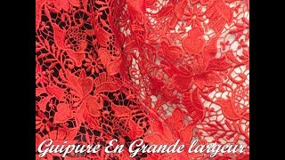 Guipure Dentelle en broderie fleurs rouge en grande largeur [upl. by Nnyloj]