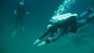 Stefan jumps into the sulfur layer in Angelita cenote [upl. by Quartana]