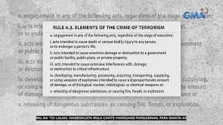 24 Oras Implementing rules and regulation ng Antiterrorism Law nailathala na [upl. by Hewe]