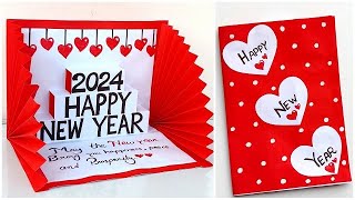 DIY New year pop up card 2024  Happy New year greeting card making  How to make new year card [upl. by Thorpe]