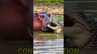 Hippo vs Nile Crocodile Showdown in the River [upl. by Legnaleugim]