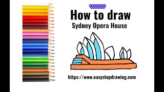 How to draw step by step Sydney Opera House  operahouse sydney easystepdrawing [upl. by Baseler]