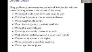 Week 3 Random Utility Model  Video 1 Discrete Choice [upl. by Alansen115]