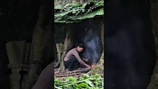 Build a comfortable shelter under a large tree shorts survival camping bushcraft [upl. by Radke186]