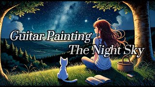 LoFi Chill Playlist  10 min  독서 음악  The Night Breeze  Guitar Painting The Night Sky [upl. by Scales]