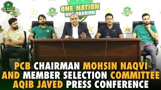 PCB Chairman Mohsin Naqvi and Member Selection Committee Aqib Javed Press Conference  PCB [upl. by Norse]