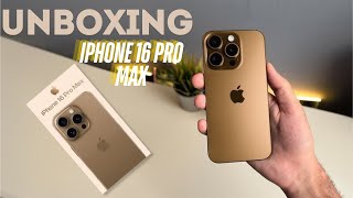 UNBOXING IPHONE 16 PRO MAX GOLD DESERT TITANIUM COLOUR [upl. by Nylirahs]