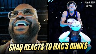 Shaq Reacts to Mac McClung Dunking Over Him  SHAQ CAM [upl. by Stultz]