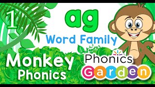 AG WORD FAMILY  MONKEY PHONICS  Playlist  Phonics Garden [upl. by Ramas932]