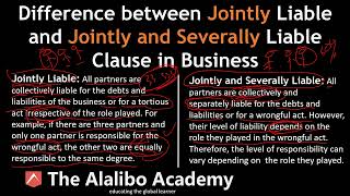 The Difference Between Jointly Liable amp Jointly amp Severally Liable  Business  The Alalibo Academy [upl. by Osanna]