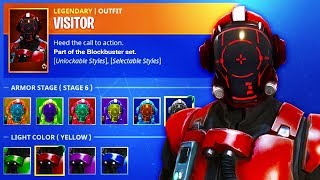 How To Change THE VISITOR BLOCKBUSTER Skin HEAD Customize VISITOR Skin in Fortnite Battle Royale [upl. by Asiled]