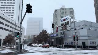 Winter in Downtown Minneapolis Snowfall on Nicollet Mall 2024  4K HDR Walking [upl. by Lertsek]