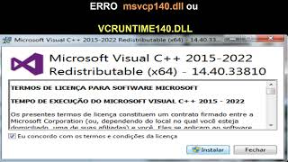 Corrigir o erro msvcp140dll e VCRUNTIME140dll [upl. by Huan724]