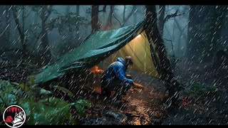 Dark and Gloomy Heavy Rain and Thunderstorms Camping  ASMR Rain Camping Adventure [upl. by Htiduj68]