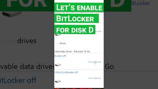 The disk encryption with BitLocker shorts short shortsvideo shortvideo [upl. by Ahseila]