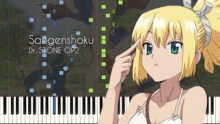 Sangenshoku  Dr STONE OP2Opening 2  Piano Arrangement Synthesia [upl. by Noivert112]