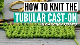 How to knit a tubular cast on  flat or in the round without a gap [upl. by Wilen]