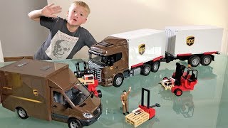 BRUDER toys UPS Container Trucks for CHILDREN [upl. by Ahsilek837]