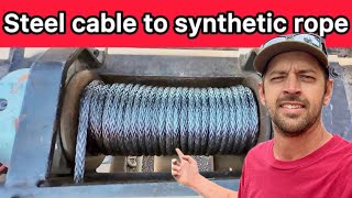 How to switch a steel cable winch to synthetic rope its really easy [upl. by Memberg53]