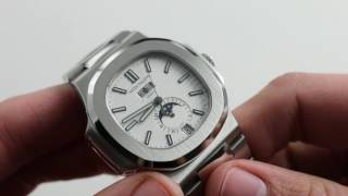 Patek Philippe Nautilus Annual Calendar Ref 57261A010 Watch Review [upl. by Ahsinal725]