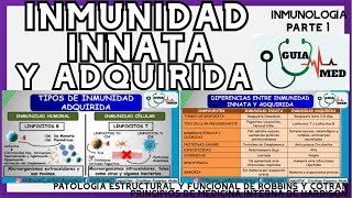 INMUNIDAD INNATA Y ADQUIRIDA INMUNOLOGÍA  GuiaMed [upl. by Okoy]